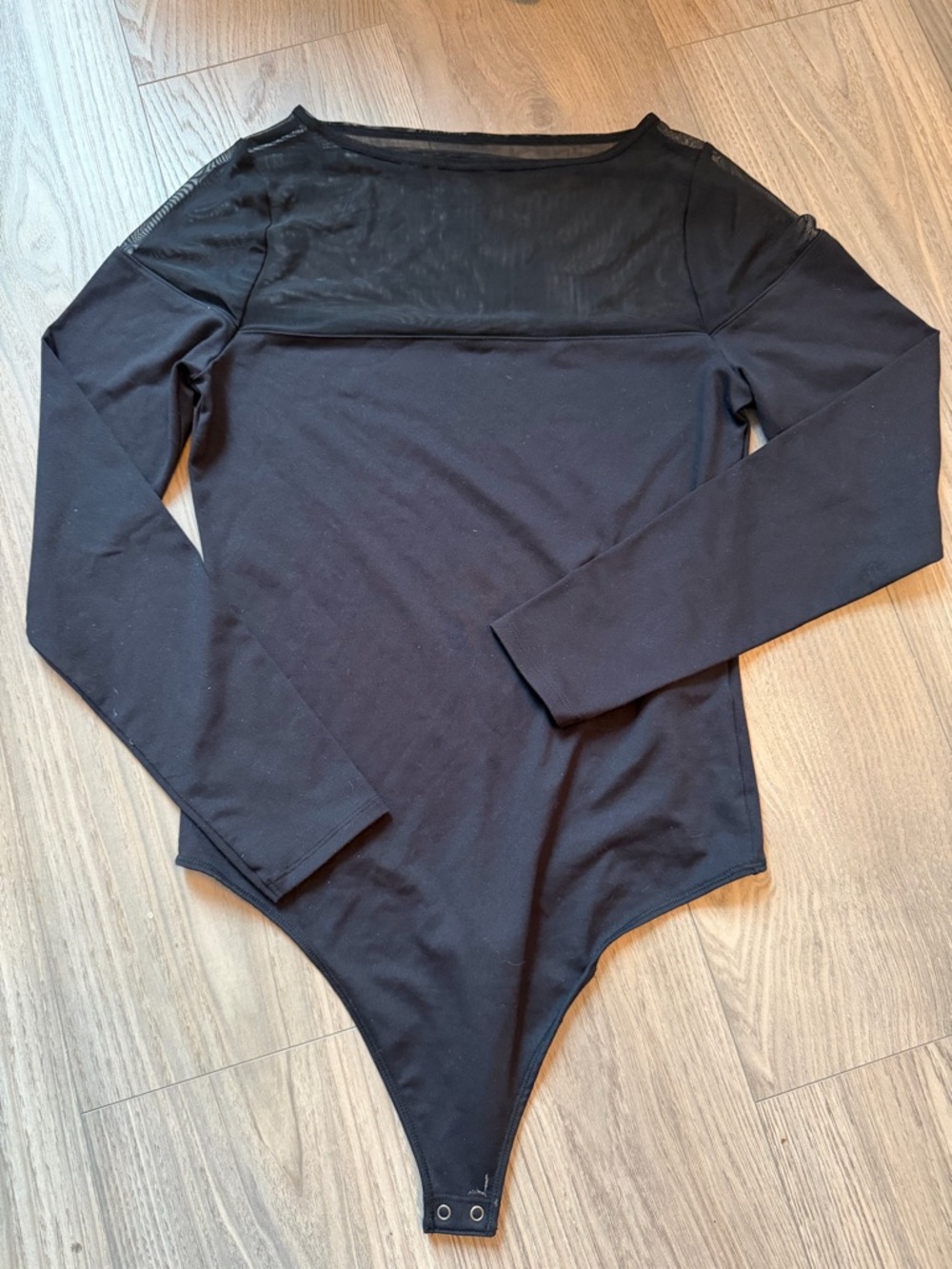 Abercrombie & Fitch Black Mesh Panel Long Sleeve Bodysuit Size M Top